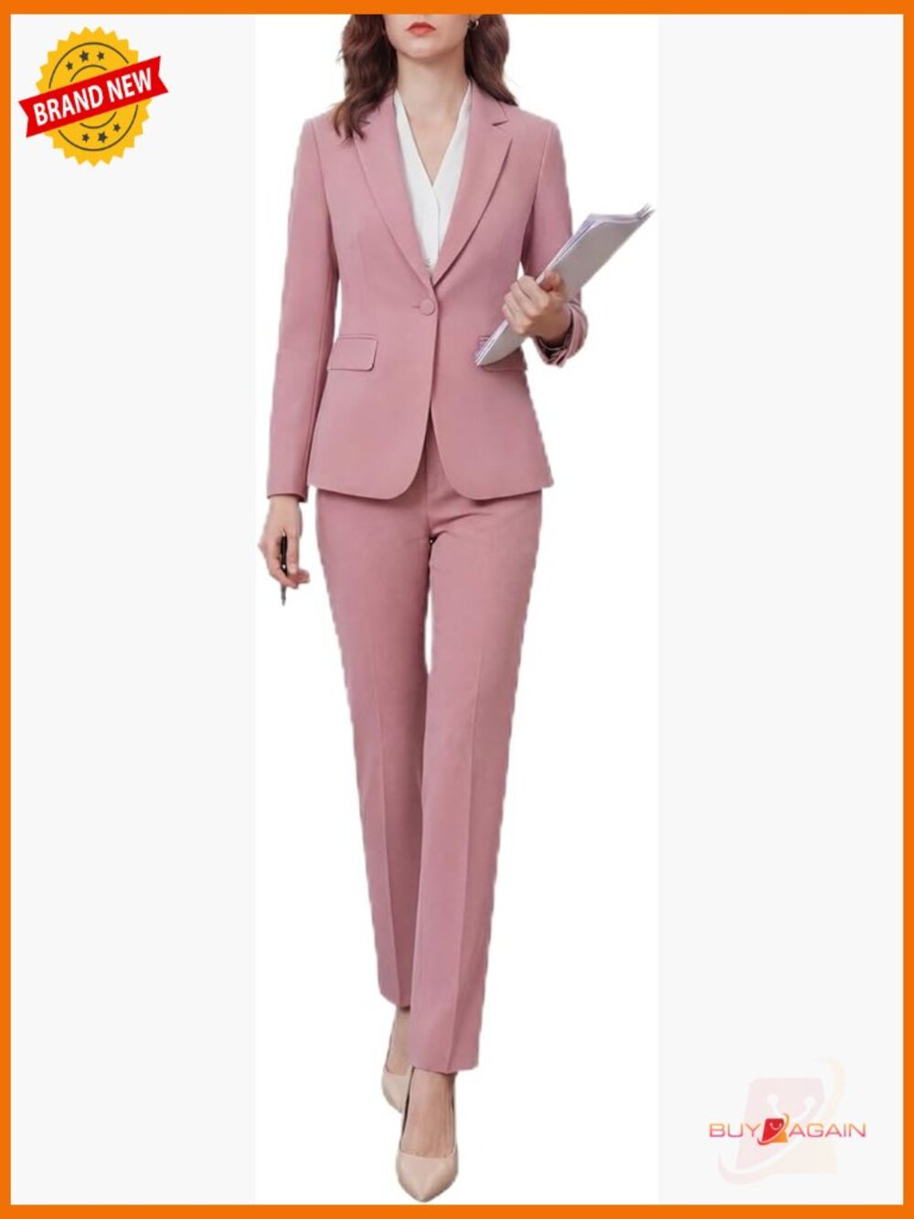 Womens Wrinkle-Free Pantsuit Set - Dressy Blazer & Pants - Formal Office Wear